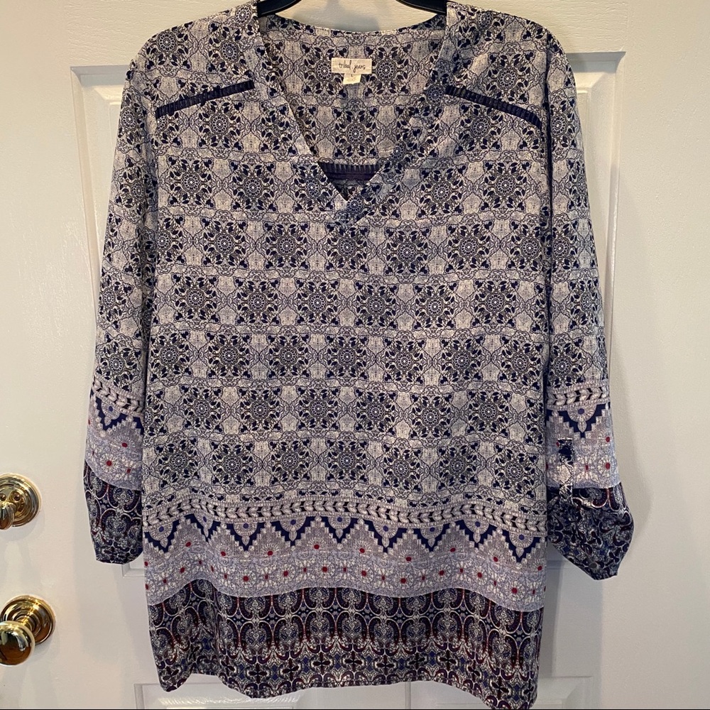 Tribal Jeans Blue Tunic Top